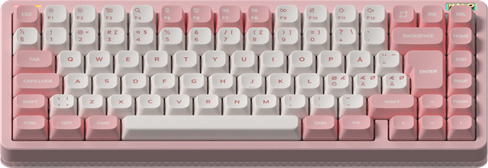 NuPhy Halo75 V2 Rosa Gamingtastatur uten Numpad - Trådløs med Lemon Brytere