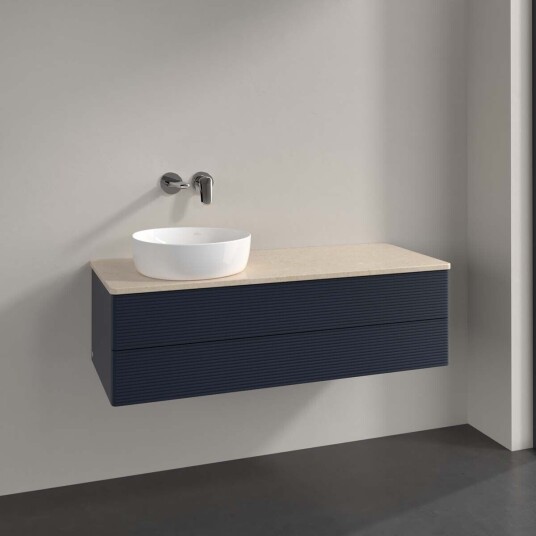Villeroy & Boch Antao Servantskap med 2 skuffer 120x50x36 cm u/lys Blå Matt/Crème