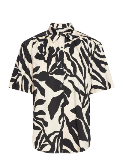GANT Rel Palm Print Ss Shirt - Black - 40