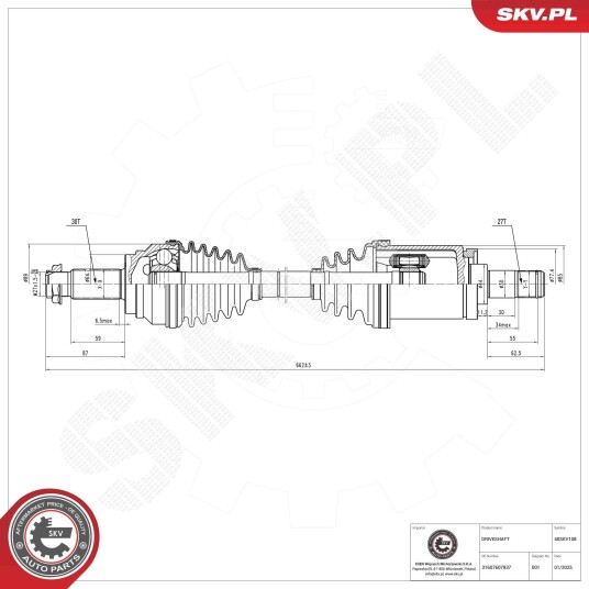 Esen Skv Drivaksel ESEN SKV 40SKV108 Esen Skv Drivaksel ESEN SKV 40SKV108