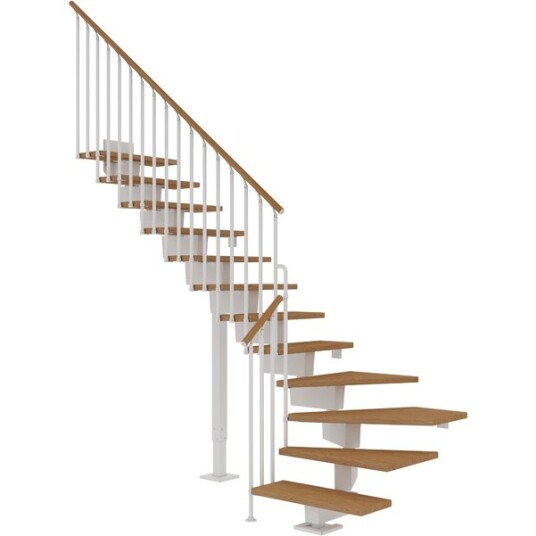 Dolle Dubai L trapp I Hvit classic Iii oljeret Eik 90 14   Loddret Høyde 255 315cm