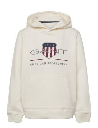 Gant Kids Archive Shield Hoodie   Cream   140