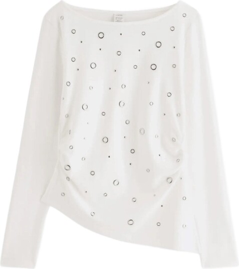 Lindex Long Sleeved Top With Gatherings OFF WHITE 170