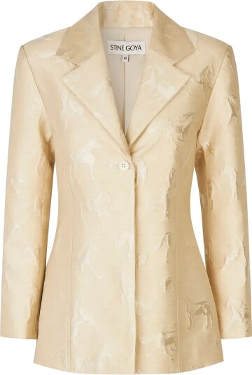 STINE GOYA Jacquard Tailoring Structured Single Breasted Jacket Cream M STINE GOYA Jacquard Tailoring Structured Single Breasted Jacket Cream M