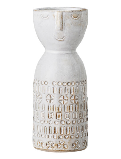 Bloomingville Vase, Hvid, Stentøj - White - H14.5CM Bloomingville Vase, Hvid, Stentøj - White - H14.5CM