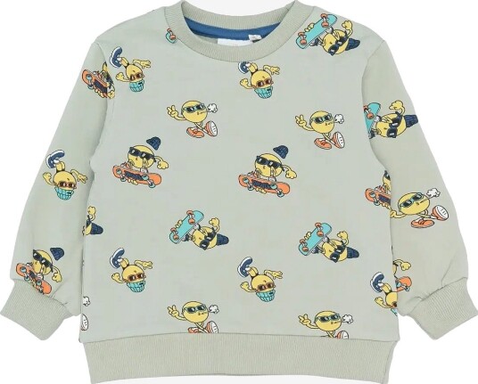 THE NEW SIBLINGS Tnstsantiago Sweatshirt AQUA GRAY AOP 80