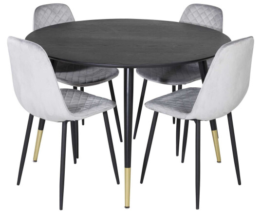 Venture Design Dipp & Polar spisegruppe Svart/grå 4 st stoler & bord 115 cm