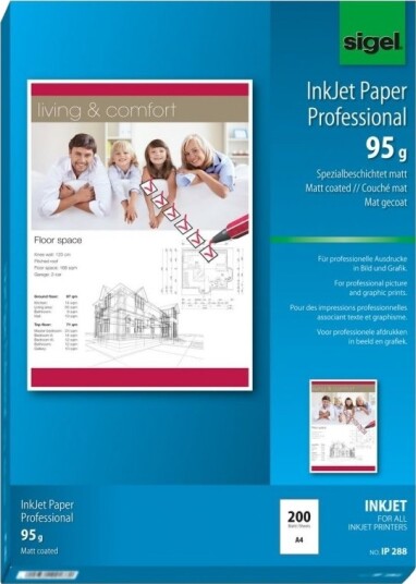 Sigel Ip288 Inkjet Utskrift A4 210X297 Mm Matte 200 Ark 95 G/M² Hvit
