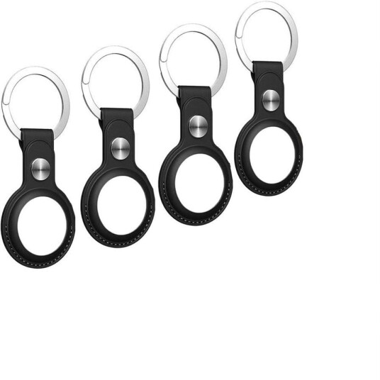INF AirTag etui med nøkkelring i kunstskinn 4 pakning Sort