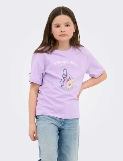 Kids Only Kogvivvi Life S/S Loose Lovely Top Jrs - Purple - 122-128 Kids Only Kogvivvi Life S/S Loose Lovely Top Jrs - Purple - 122-128