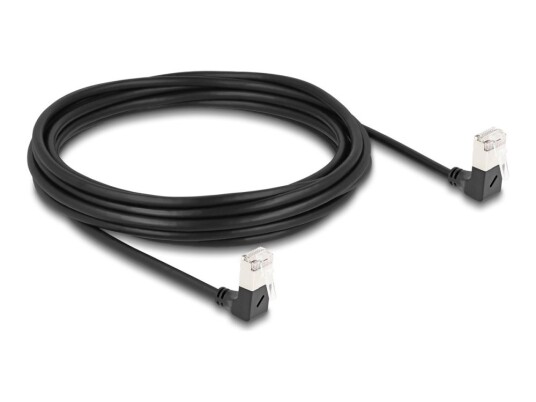 Delock Nettverkskabel Rj-45 Hann Nedvinklet Til Rj-45 Hann Nedvinklet 5 M 4.5 Mm S/Ftp Cat 6A Med Støvel Halogenfri Svart