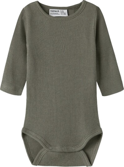 Name It Body I/e Ull/Silke Rib NBMWossa Gløgg med basili Name It 56 Langermet Body Armygrønn