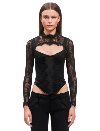 OW Collection Brisa Corset Top (2 Piece) Black M OW Collection Brisa Corset Top (2 Piece) Black M
