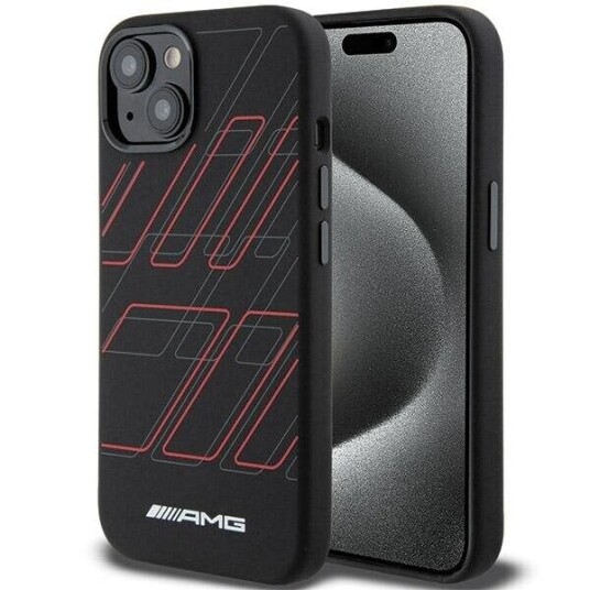 Mercedes AMG Silikon Mobildeksel med Rombemønster og MagSafe til iPhone 15/14/13 - Svart