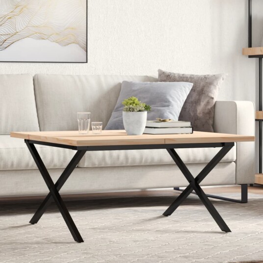 Salongbord X-ramme 90x90x45,5 cm heltre furu og støpejern 3282753