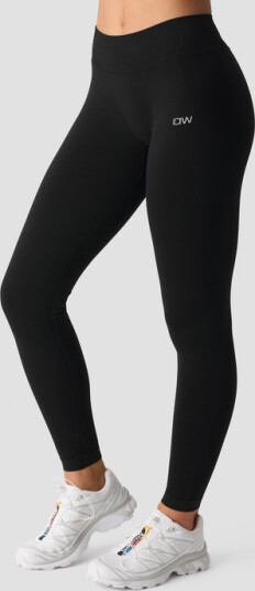 Smooth Seamless Tights Middels Høy Midje V form Svart Svart X-large