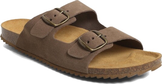 Mango Buckle Leather Sandals Brown 37