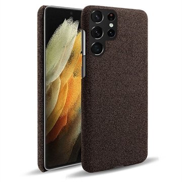 KSQ Stoffbelagt Samsung Galaxy S22 Ultra 5G Plast Deksel Brun