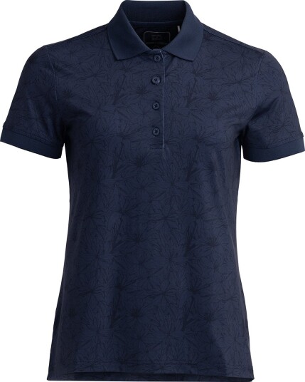 Bogeys & Birdies W Tech Button Pique AOP Golf pologenser dame Navy Flower Medium