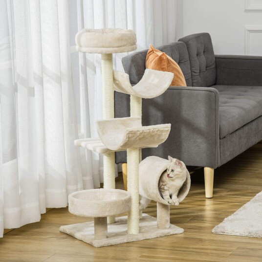 Ripestolpe Klatretre Med Tunnel Beige 105 cm