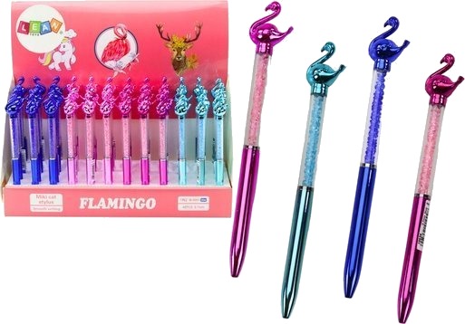 Leantoys Kulepenn Med Flamingo Diamanter Blått Innmat 0,7 Mm Mix