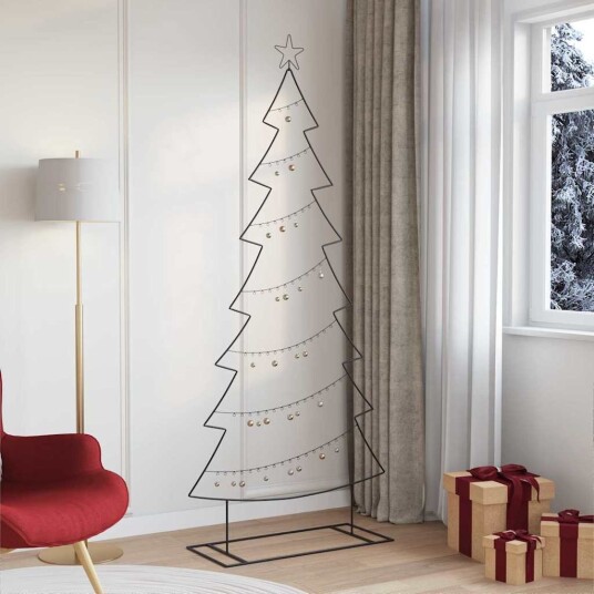  Metall juletre med stativ Svart 210 cm Stål