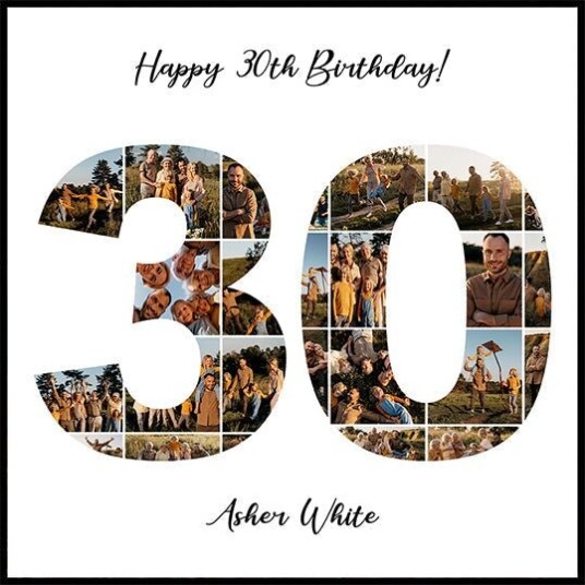 30th Birthday Photo Collage Personal Plakat Plakat / 70x70cm
