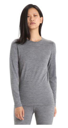 Icebreaker Women's 200 Oasis Long Sleeve Crewe XL, Gritstone Heather