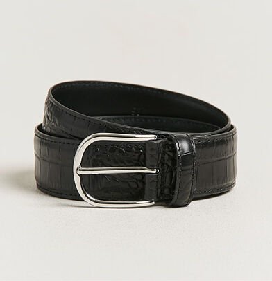 Anderson's Embossed 3,5cm Leather Belt Black
