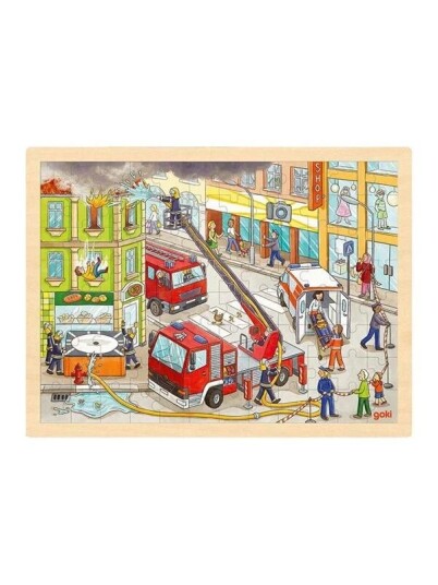 Goki Wooden Jigsaw Puzzle Fire Fighting 96pcs. Tre