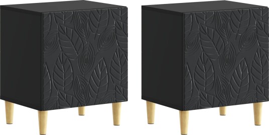  Nattbord 2 pcs Svart 43 x 34,5 x 50 cm Konstruert tre
