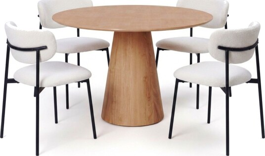 Siena spisegruppe rund 110 cm eik med 4 Lucy spisestoler - Eik