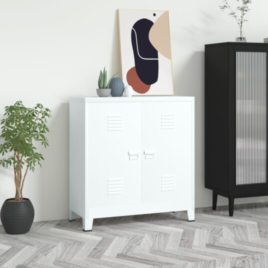 vidaXL Industriell oppbevaringskiste hvit 90x40x100 cm stål