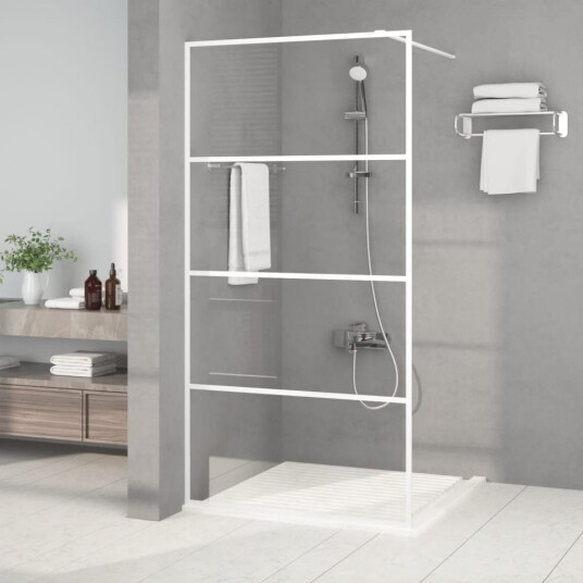 Dusjvegg hvit 100x195 cm klart ESG-glass