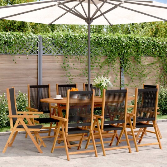 Lenestoler for hage 8 stk svart heltre akasie 3214531 Lenestoler for hage 8 stk svart heltre akasie 3214531