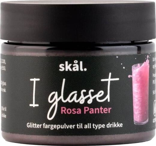 Skål - I glasset glitterfarge rosa panter