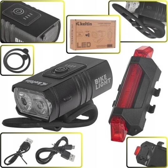 Keltin Vanntett Sykkel-Lys Usb Ipx4 Sett Foran (800Lm/900Mah) + Bak (120Lm/120Mah) Keltin Vanntett Sykkel-Lys Usb Ipx4 Sett Foran (800Lm/900Mah) + Bak (120Lm/120Mah)