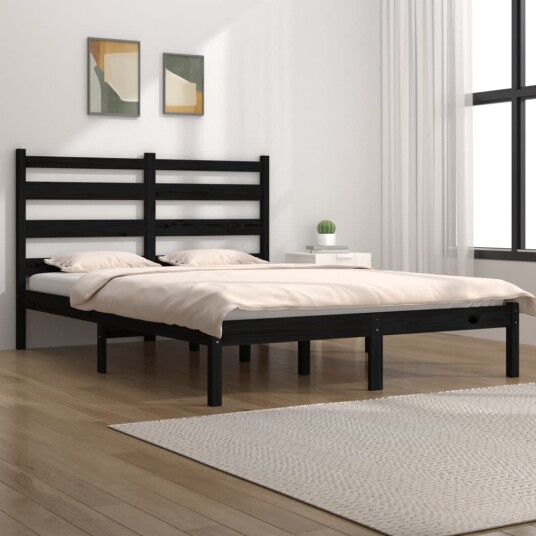 vidaXL Sengeramme svart heltre furu 150x200 cm 5FT King Size 8720287024071