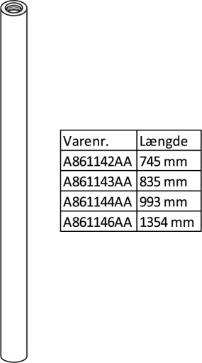 IS Rett dusjrør 835 mm for C25 C100 og Luxe dusjsystem