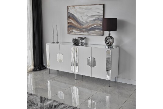 Stedum Konsollbord 180 cm Hvit/Sølv