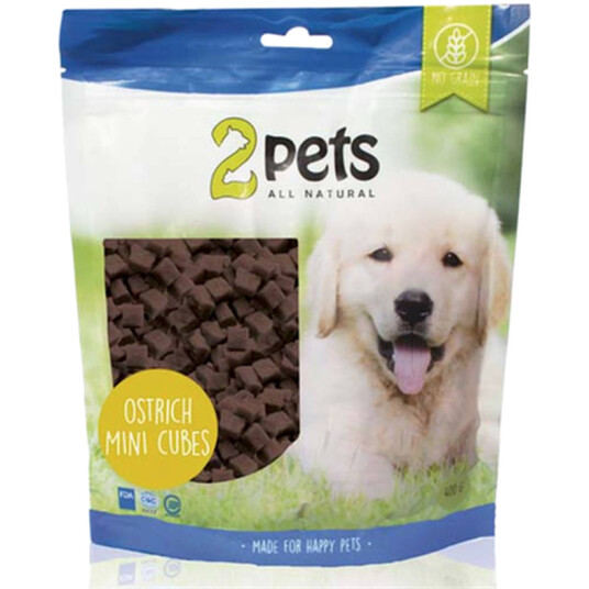 2 Pets Strudse Mini Cubes hundegodbiter 400 g