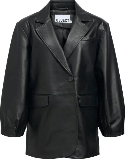 Object Objluna L/S Lo Leather Jacket 146 Black 36