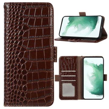 Crocodile Series Motorola Moto S30 Pro Lommebok-deksel i Lær med RFID Brun