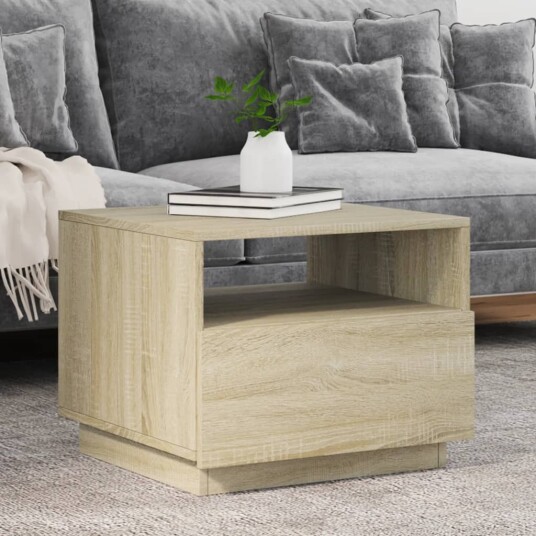  Salongbord med LED-lys sonoma eik 50x49x40 cm 8721012465978