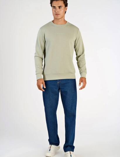 Lindbergh Logo Chest Print O Neck Sweat Green S