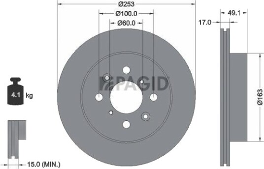 PAGID 54353NC Bremseskive PAGID 54353NC Bremseskive