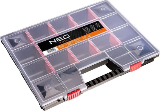 NEO Tools Sortimentsboks 84-119 Med Justerbare Rom 49 × 39 × 6,5 cm, Transparent Lokk NEO Tools Sortimentsboks 84-119 Med Justerbare Rom 49 × 39 × 6,5 cm, Transparent Lokk