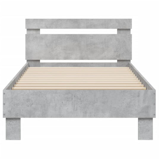 vidaXL Sengeramme med hodegavl betonggrå 90x200 cm konstruert tre 8721012238862