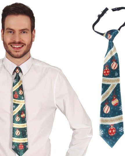 Grønt Slips med Forskjellige Julemotiver 45 cm Grønt Slips med Forskjellige Julemotiver 45 cm
