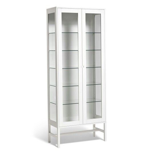 Mavis Falsterbo Cabinet Glass Shelves 200 cm White Lacquer
